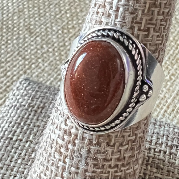New Sandstone Silver Overlay Band Ring Size 7.25 - Picture 2 of 9